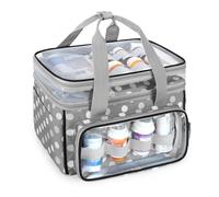 Luxja Double-Layer Medicine Bag with Transparent Compartment, Pill Bottle Organiser with Detachable Divider (Suitable as a Home or Travel Medicine Bag), Polka Dots