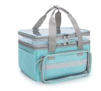 Luxja Double-Layer Medicine Bag with Transparent Compartment, Pill Bottle Organiser with Detachable Divider (Suitable as a Home or Travel Medicine Bag), Blue