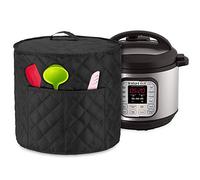 Luxja Dust Cover Compatible with Instant Pot Duo 6 Litre, Cover with Pockets for Pressure King Pro 6 Litre and Extra Accessories, Quilted Black