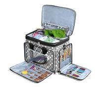 Luxja Knitting Bag, Yarn Bag for Carrying Projects, Knitting Needles (up to 14”), Crochet Hooks and Other Accessories (Bag Only), Grey Dots