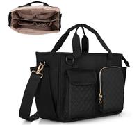 Luxja Large Bible Bag with Water Bottle Pockets, Bible Tote Bag for Women with Multiple Pockets (Bag Only), Black