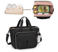 Luxja Large Wearable Breast Pump Bag with a Waterproof Mat for Wearable Breastfeeding Pump, Carrying Tote Bag with Multiple Pockets for Hands Free Breast Pump and Extra Parts, Black