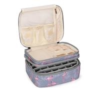 Luxja Nail Varnish Storage Case, Nail Polish Bag, Nail Varnish Holder - Holds 30 Bottles (15ml - 0.5 fl.oz), Double-Layer Storage Case for Nail Polish and Manicure, Flamingo