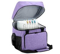 Luxja Overlock Bag for Most Standard Overlockers, Purple, Fits Brother 1034D, R1634D, Singer 14CG754, 14SH654, Accessory Storage Pockets, Zipper Closure, Detachable Shoulder Strap