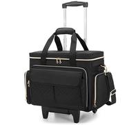 Luxja Rolling Sewing Machine Case with Multiple Pockets, Sewing Machine Bag with Wheels and Detachable Shoulder Strap (Compatible with Most Standard Sewing Machines), Black