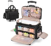 LUXJA Rolling Sewing Machine Case with Multiple Pockets, Sewing Machine Bag with Wheels and Detachable Shoulder Strap (Compatible with Most Standard Sewing Machines), Black