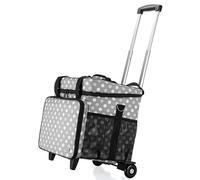 Luxja Rolling Teacher Tote Bag with Bottom Support Pad, Multifunctional Teacher Bag with Detachable Dolly (Patented Design), Polka Dots