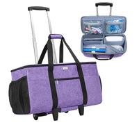 Luxja Rolling Tote Compatible with Cricut Maker (Explore Air) and Easy Press (9 inches x 9 inches), Die-Cut Machine Carrying Case with Wheels (Come with a Detachable Dolly), Purple