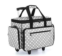 Luxja Sewing Machine Bag with Detachable Dolly, Rolling Sewing Machine Tote with Removable Bottom Pad (Fits for Most Standard Sewing Machines), Patented Design, Grey Dots