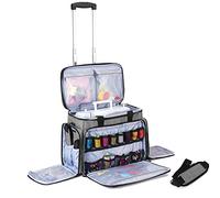 Luxja Sewing Machine Bag with Detachable Dolly, Rolling Sewing Machine Tote with Removable Bottom Pad (Fits for Most Standard Sewing Machines), Patented Design, Grey