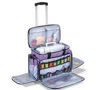 Luxja Sewing Machine Bag with Detachable Dolly, Rolling Sewing Machine Tote with Removable Bottom Pad (Fits for Most Standard Sewing Machines), Patented Design, Purple