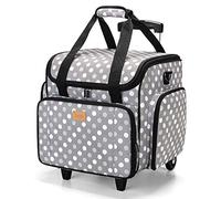 Luxja Sewing Machine Bag with Detachable Trolley Dolly, Carry Case for Sewing Machine and Accessories (Bag Only), Patent Pending, Grey Dots