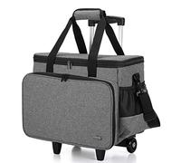 Luxja Sewing Machine Trolley Bag with Removable Pad, Rolling Sewing Machine Bag, Trolley Case for Sewing Machine and Extra Sewing Accessories, Grey