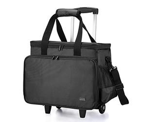 Luxja Sewing Machine Trolley Bag with Removable Pad, Rolling Sewing Machine Bag, Trolley Case for Sewing Machine and Extra Sewing Accessories, Black