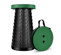 LUXJET Portable Folding Stool Lightweight Yet More Sturdy with Load Capacity 180KG, Retractable Plastic Foldable Collapsible Stool for Camping Fishing Hiking BBQ Outdoors Indoors (Army Green, Round)