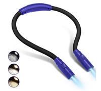 LUXJET Upgraded Neck Reading Light - 3 Color Dimmable, 80+ Hours Battery, Hands Free Flexible Arm - Night Reading, Knitting, Crocheting - Ideal for Book Lovers & Crafters (Dark Blue)