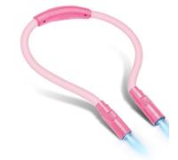 LUXJET Upgraded Rechargeable Neck Reading Light - 3 Color Temperature Adjustable, Dimmable, Portable Hands Free - Bed Reading, Crafting - Ideal for Book Lovers & Crafters (Pink)