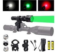 LUXJUMPER Predator Light with Green Red White LED Hunting Torch, 350 Yards Hunting Light with Pressure Switch, Rifle Barrel & Scope Mount for Hogs Coyotes Varmints Raccoons Coon Deer Night Hunting