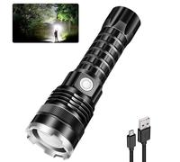 LUXJUMPER Rechargeable LED Torch 10000 Lumens Super Bright Zoomable Tactical Torches XHP70 Waterproof Handheld Flashlight with 7200mAh Battery & 5 Modes for Camping Hiking Fishing Outdoor