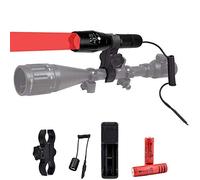 LUXJUMPER Red LED Hunting Torch, 350 Yards Single Mode Long Range Predator Light Tactical Torches Zoomable with Scope Mount, Remote Pressure Switch