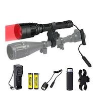 LUXJUMPER Red Light Hunting Torch, 300 Yards Red LED Flashlight with Scope Mount Zoomable Tactical Torch Predator Hog Coyote Light for Night Vision Hunting Pressure Switch and Batteries Included