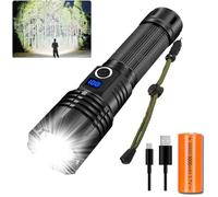 LUXJUMPER Torches Led Super Bright, 500000 Lumens Rechargeable Torch Flash Light with Power Display & 5 Modes,Zoomable Tactical Torch for Camping, Hiking, Home, Emergencies