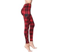 Luxleg High Waist Womens Leggings - Active Workout Leggings - Tummy Control Soft Ankle Length Leggings for Women(XXL, Black Red Tartan Pocketed)