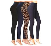 Luxleg High Waisted Stretchy Squat Proof Ankle Length Comfortable Leggings Packs(L-XL, 4 Pack(Charcoal Grey, Navy, Black, Leopard)