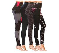 Luxleg High Waisted Stretchy Squat Proof Ankle Length Comfortable Leggings Packs(XXL, 4 Pack(Galaxy, Splash, Vakko, Black)
