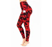 Luxleg Womens Soft Workout Daily Leggings Squat-Free High Waist Not See Through Durable (UK, Alpha, L, XL, Regular, Regular, Pocketed Black RED TIE DYE Pattern)
