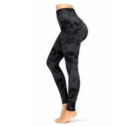 Luxleg Womens Soft Workout Daily Leggings Squat-Free High Waist Not See Through Durable (UK, Alpha, L, XL, Regular, Regular, Skull Pattern)