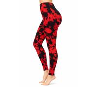 Luxleg Womens Soft Workout Daily Leggings Squat-Free High Waist Not See Through Durable (UK, Alpha, S, M, Regular, Regular, Black RED TIE DYE Pattern)