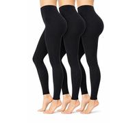 Luxleg Womens Soft Workout Daily Leggings Squat-Free High Waist Not See Through Durable (UK, Alpha, S, M, Regular, Regular, Dark Black 3 Pack)