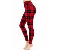 Luxleg Womens Soft Workout Daily Leggings Squat-Free High Waist Not See Through Durable (UK, Alpha, XXL, Regular, Regular, RED Tartan Plaid)