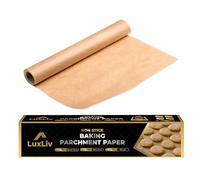 LuxLiv ® 30cm Wide, 50m Premium Heavy Duty Kitchen Baking Parchment Paper Roll Non-Stick Greaseproof Unbleached Brown - Extra Thick
