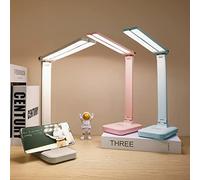 LuxLumin White Desk Lamp for Home Office,Portable Small Desk Lamp with 3 Lighting Modes , Battery Operated Rechargeable Desk Light for Kids, Reading,Studying,Dormitory, White