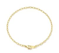 Luxmad 14K Gold Mirror Bracelets, Real Gold Sparkle Faceted Sequin Link Chain 2mm, 6-7 Inches for Women, Hypoallergenic, Non-Tarnish, Dainty Layering Minimalist Jewelry, L, Metal, no gemstone