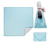 Luxmeroletta Travel Makeup Bag,Self-Adhesive Magic Cloth Cosmetic Pouch 1PC Portable Protective Pocket Lazy Open Flat Organizer Wrapper for Valuables Storage Protection,Warm Gifts, Blue, 21.65-Inch