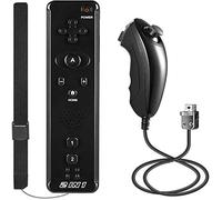 LUXMO PREMIUM 2 in 1 Wii Nunchuck Controller Motion Plus,Remote Controller and Nunchuk Controller for Wii Wii U Console (Remote + Wii Controller Black)
