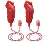 LUXMO PREMIUM 2 Packs Wii Nunchuck Controllers,Nunchuck Controllers for Wii U Replacement for WII U Video Game -Red