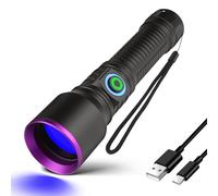 LUXNOVAQ 365nm UV Torch Black Light Rechargeable, Powerful Blacklight Torches, Portable UV Light for Pet Urine Detection, Resin Curing, Note Checker, Rocks, Bed Bugs, Scorpion, Uranium Glass, AC Leak