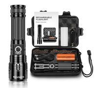 LUXNOVAQ 600000 Lumens Rechargeable LED Torch,XHP70 Torches Led Super Bright,Powerful LED Flashlight,Tactical Handheld Flashlights with 5 Modes,Waterproof Adjustable Camping Torch for Hiking,Emergency