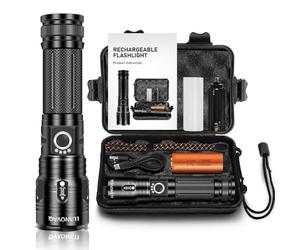 LUXNOVAQ 900000 Lumens Rechargeable LED Torch,XHP70 Torches Led Super Bright,Powerful LED Flashlight,Tactical Handheld Flashlights with 5 Modes,Waterproof Adjustable Camping Torch for Hiking,Emergency