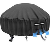 Luxns Fire Pit Cover Round, Heavy Duty Waterproof 600d Patio Outdoor Gas Fire Pit/Table/Bowl Cover - Black (Round-50”D X 24”H)