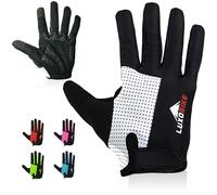LuxoBike Bike Gloves for Men Women with Anti-Slip Shock-Absorbing Riding Pad, Light Weight Full Finger Cycling Gloves Touch Screen Breathable Mountain Biking Road Bicycle