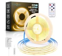 LUXONIC COB LED Light Strip,32.8FT/10M 3000K Warm White Continuous Strip Light, 24V Dimmable LED Lights with Remote Control,CRI90+ Ultra Bright Flexible Light Strip for Cabinet,Backlight,Home Decor