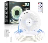 LUXONIC COB LED Light Strip, 32.8FT/10M 6000K Cold White Continuous Strip Light,24V Dimmable LED Lights with Remote Control,CRI90+ Ultra Bright Flexible Light Strip for Cabinet,Backlight,Home Decor