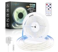LUXONIC COB LED Strip 6000K, 24V 10M Cool White Continuous LED Strip, Dimmable LED Lights with Remote Control, Ultra Bright Flexible LED Strip Light CRI90+ for Cabinet, Home, TV, Christmas
