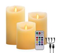 LUXONIC Rechargeable LED Tea Lights, Flameless Candles with Remote Control, Timer, RGB, Dimmable, Flicker, USB& Real Wax, for Home Decoration, Christmas, Party
