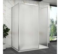Luxor 3 Sided Fluted Walk in Shower Enclosure with 1200 x 760mm Shower Tray & Chrome Frame 8mm Easy Clean Toughened Safety Glass Screen